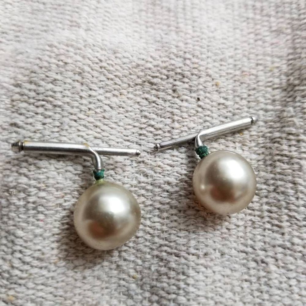 Vintage white pearl orb cuff links